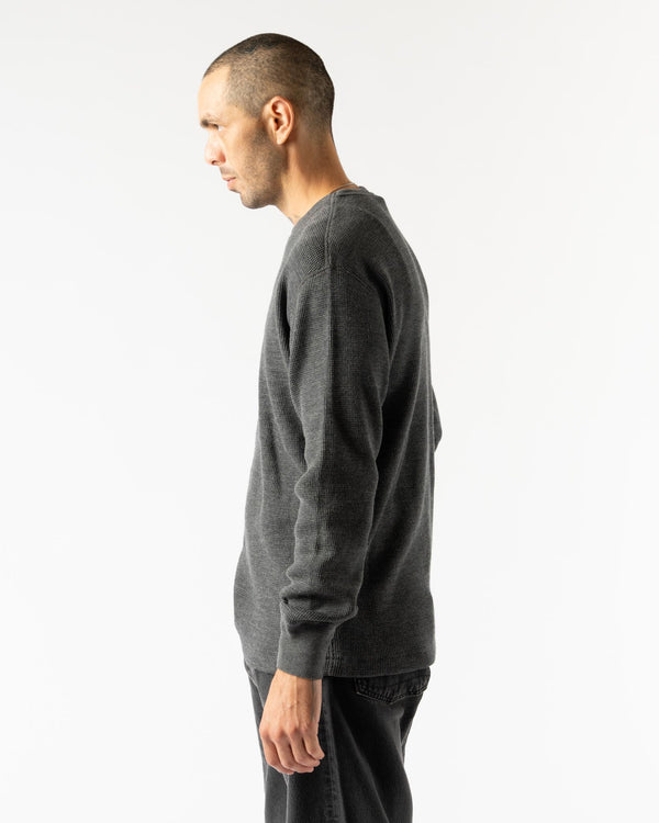 Auralee Wool Cotton Thermal Pullover in Top Charcoal