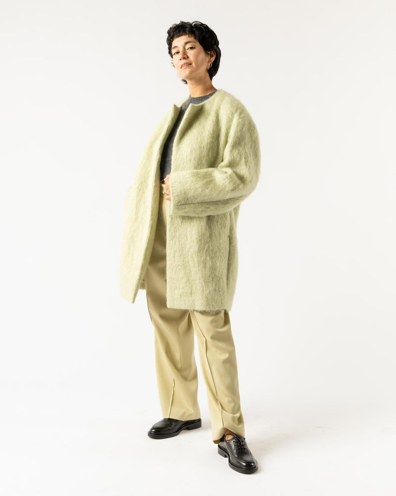 Auralee Brushed Mohair Shaggy Coat in Khaki