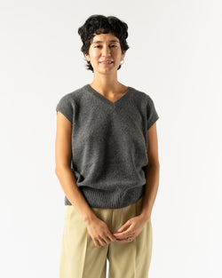 Auralee Wool Cashmere Silk Knit Vest in Gray