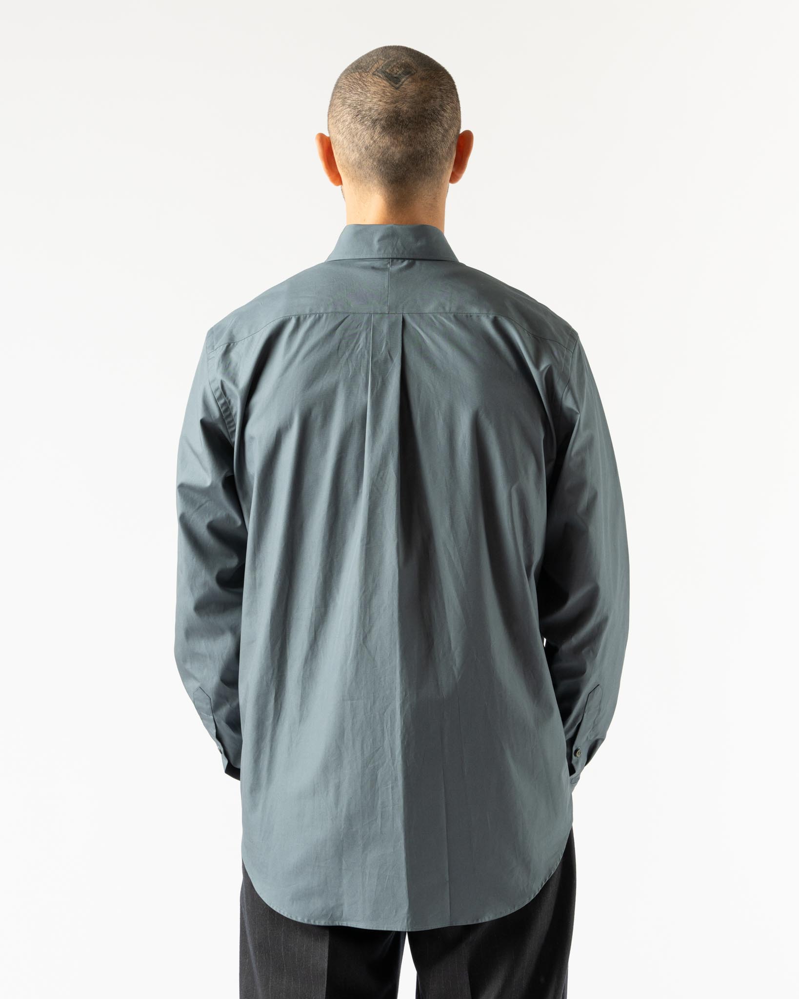Auralee High Count Finx Ox Shirt in Dark Blue