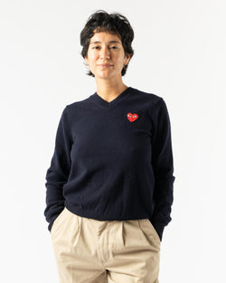 COMME des GARÇONS Sweater with Red Emblem in Navy