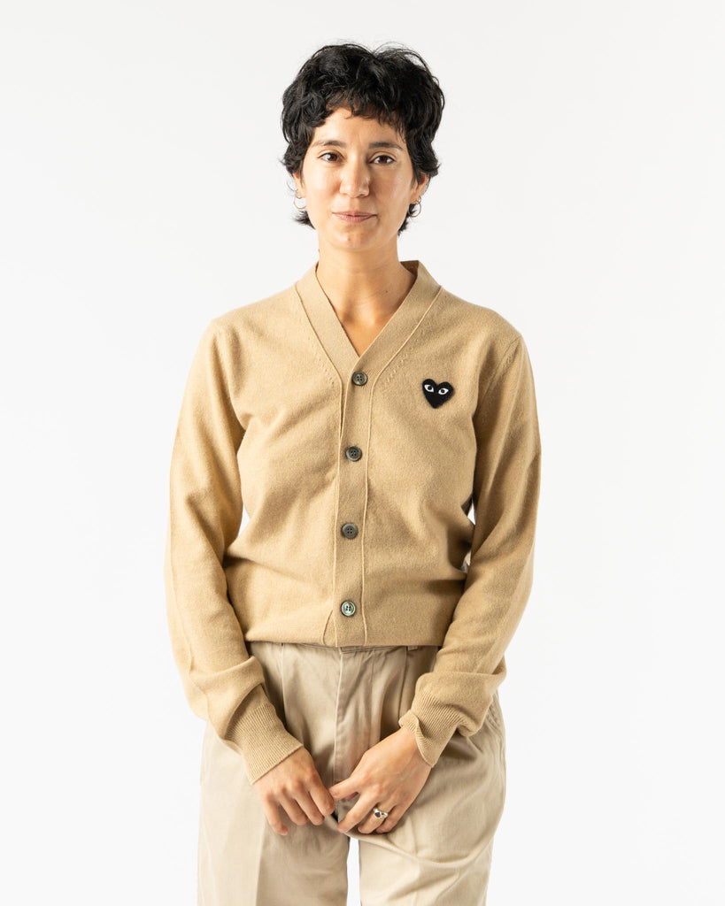 PLAY COMME des GARÇONS Small Heart Cardigan in Black Curated