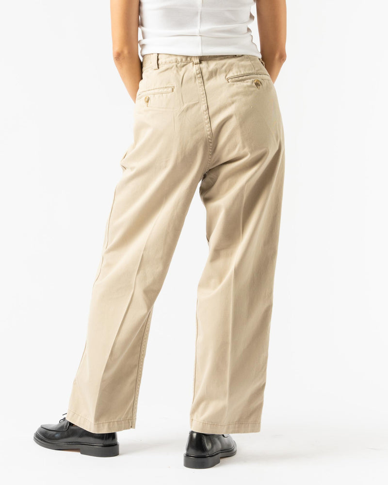 orSlow Two Tuck Wide Trousers in Khaki