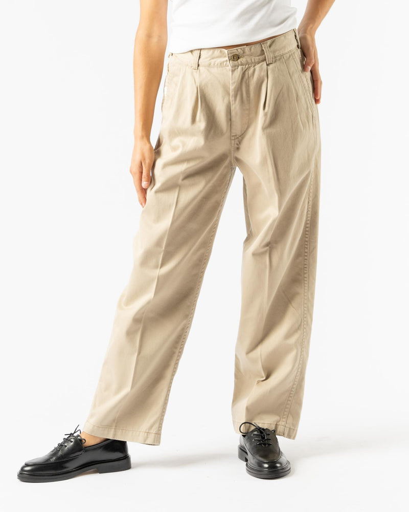 orSlow Two Tuck Wide Trousers in Khaki