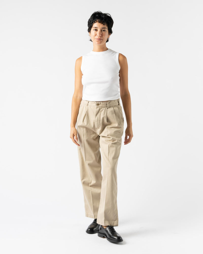 orSlow Two Tuck Wide Trousers in Khaki