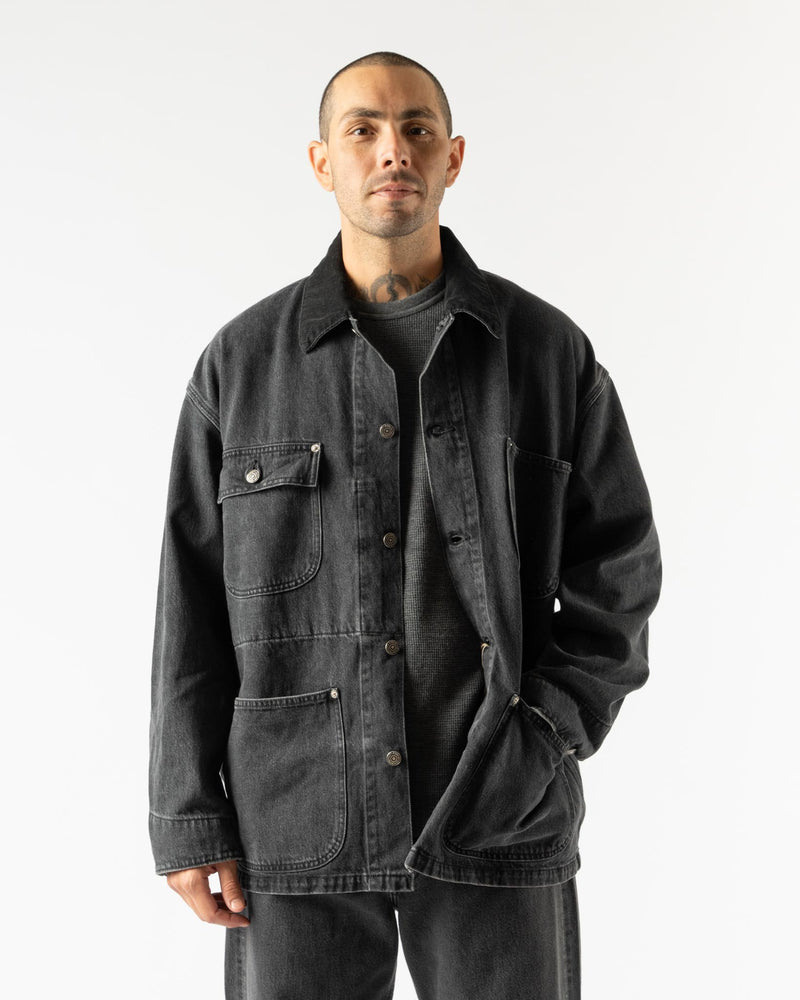 orSlow Relax Fit Coverall in Black Denim Stone