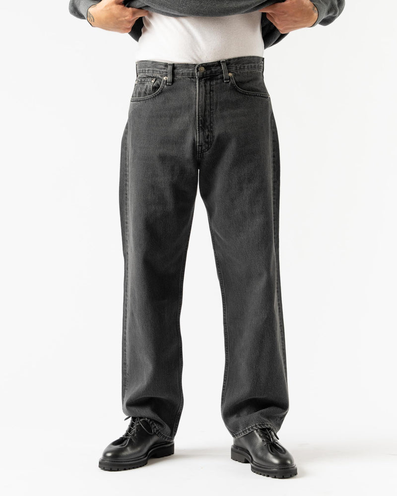 orSlow 101 Dad's Fit Denim Pants in Black Denim Stone