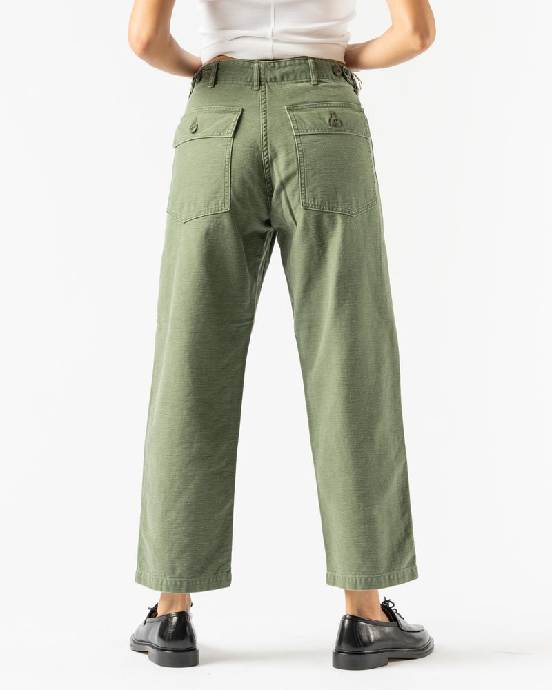 orSlow Short Length Fatigue Pants in Green Used Wash