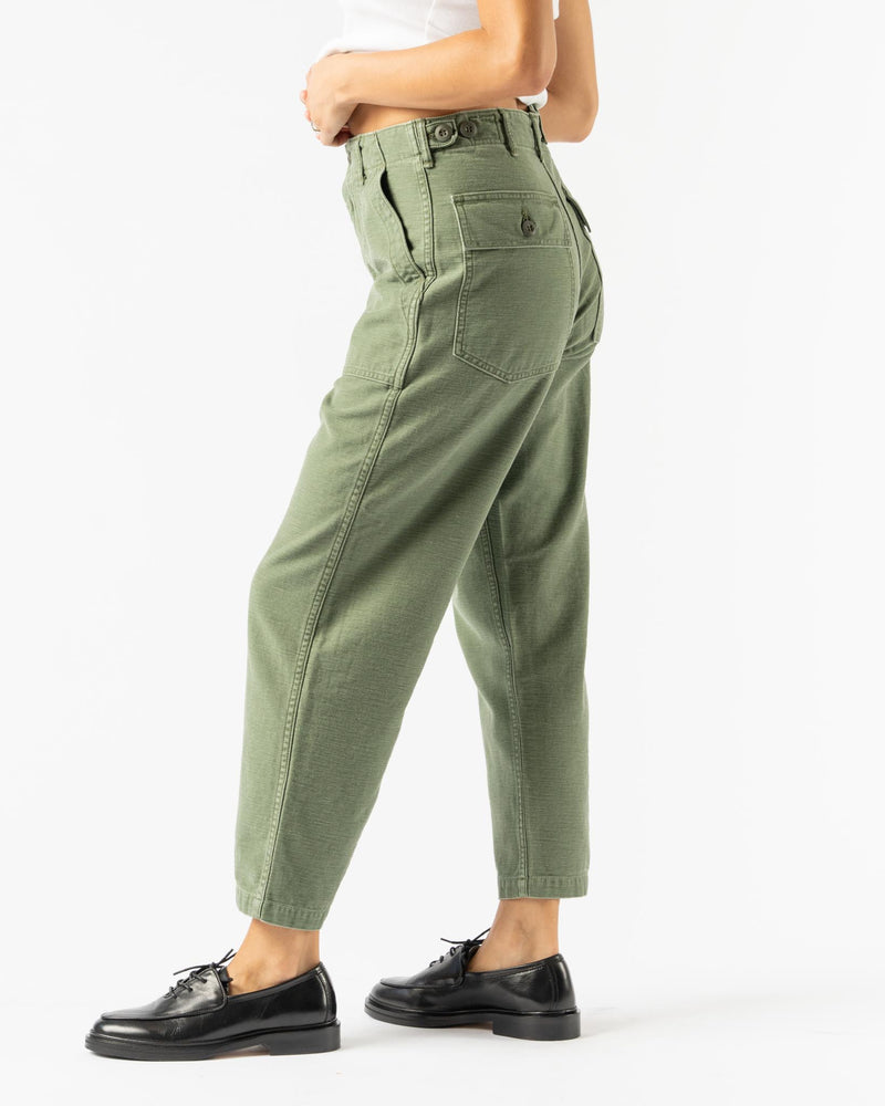 orSlow Short Length Fatigue Pants in Green Used Wash