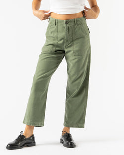 orSlow Short Length Fatigue Pants in Green Used Wash