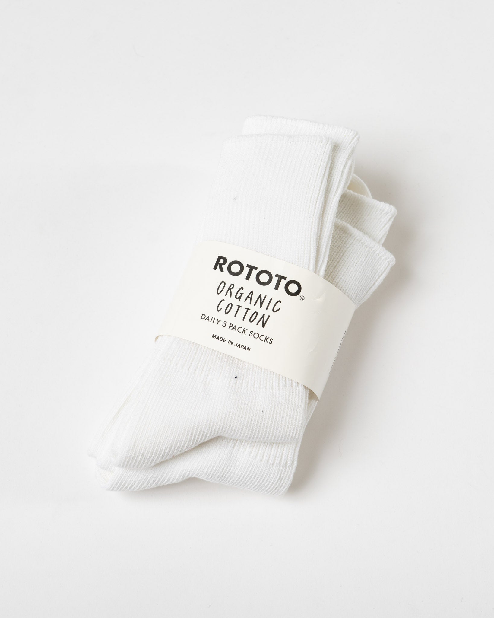 RoToTo 1427 Ribbed Crew Socks 3-Pack in White
