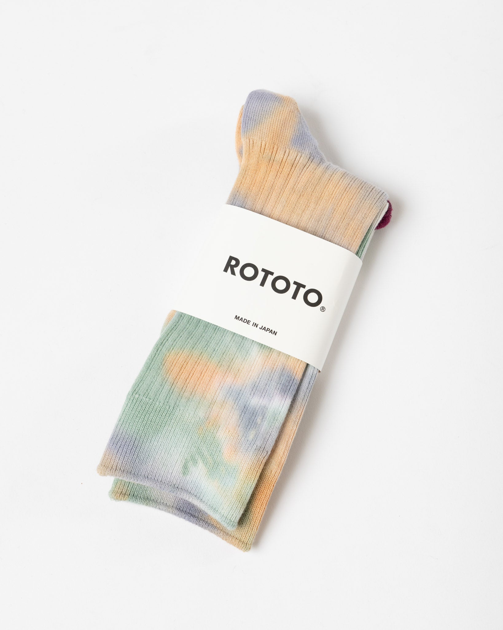 ROTOTO 1648 Socks in Tie Dye Green/Light Pink