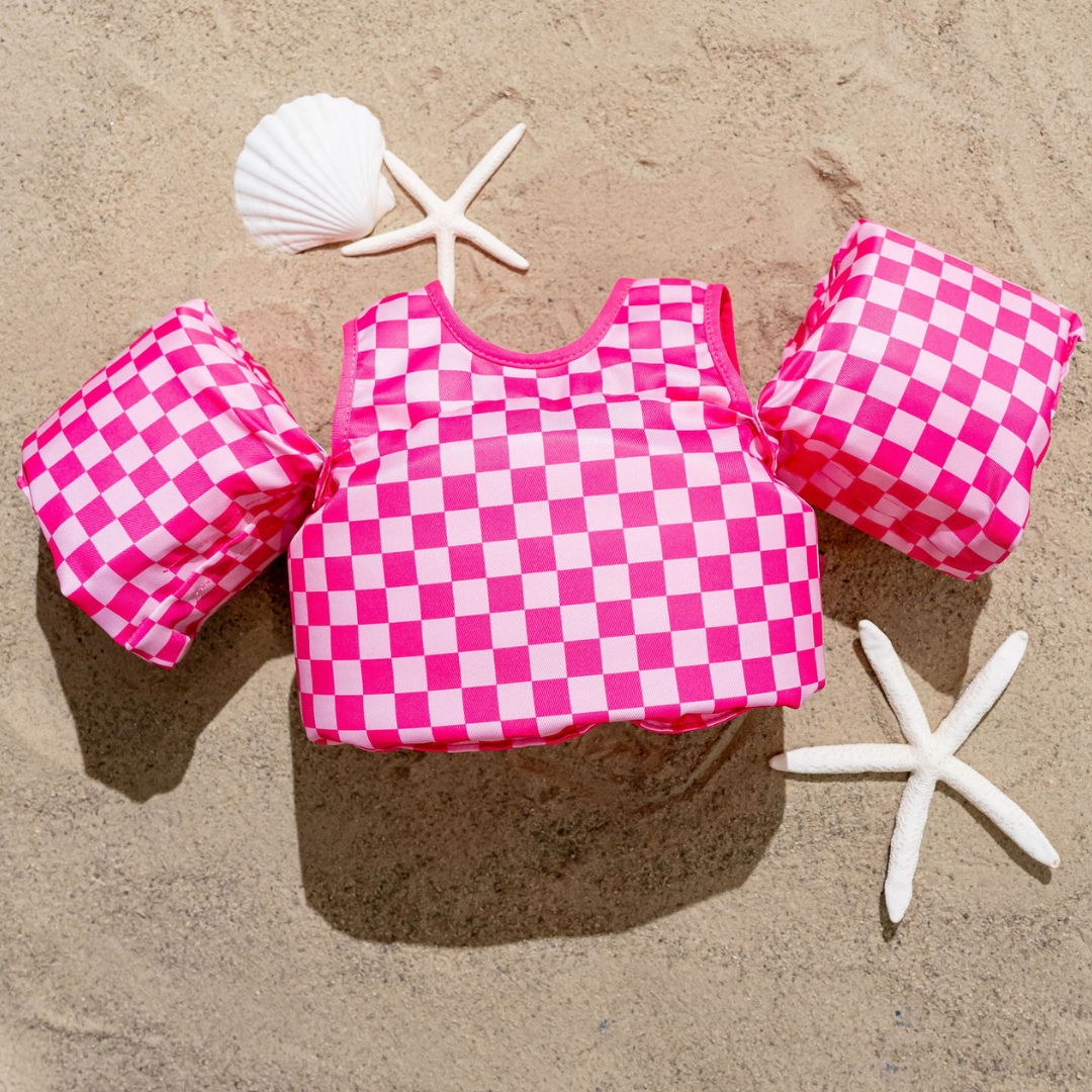 Drip Floats Pink Checkered Kids Floaties