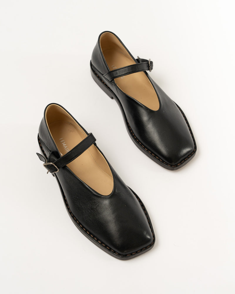 Lemaire Black Ballerina Shoes in Shiny Nappa Leather