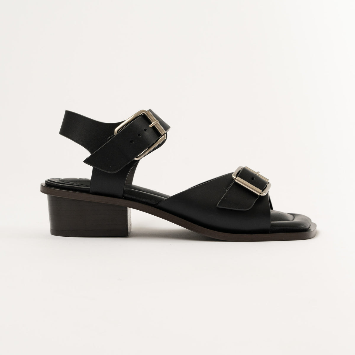 Lemaire Square Heeled Sandals with Straps 35 in Black Curated at 