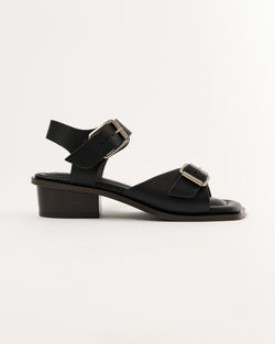 Lemaire Square Heeled Sandals with Straps 35 in Black