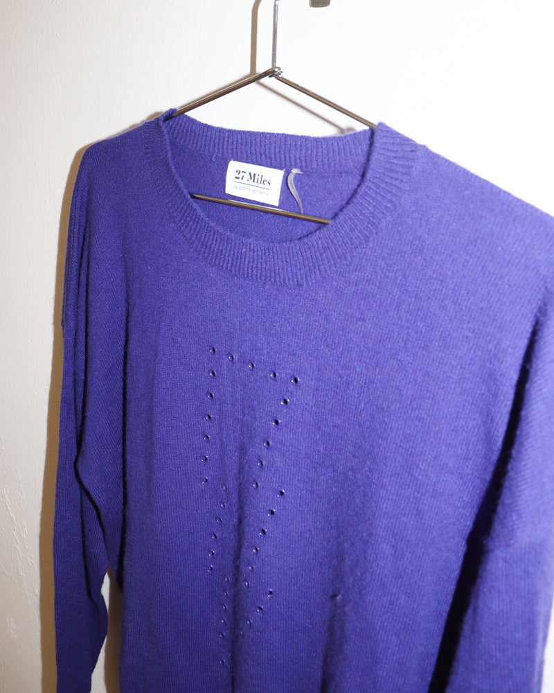 Pre-owned: 27 Miles Cashmere Lightning Bolt Sweater in Purple