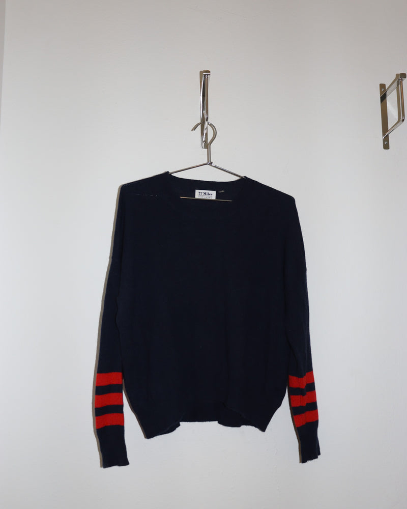 Pre-owned: 27 Miles Cashmere Stripe Crewneck