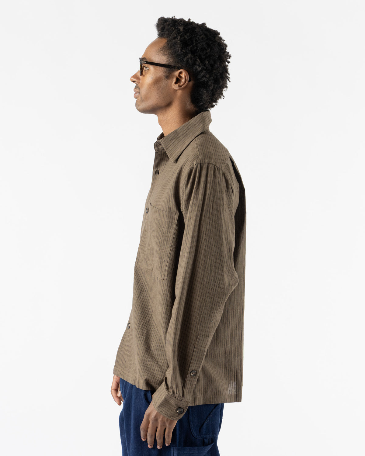 Kartik Research Brown Pinstripe Shirt