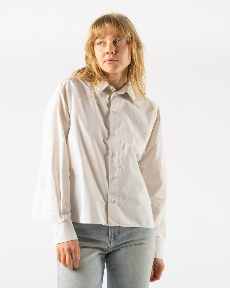 MM6 Maison Margiela Long Sleeved Shirt in Pinstripe White/Beige