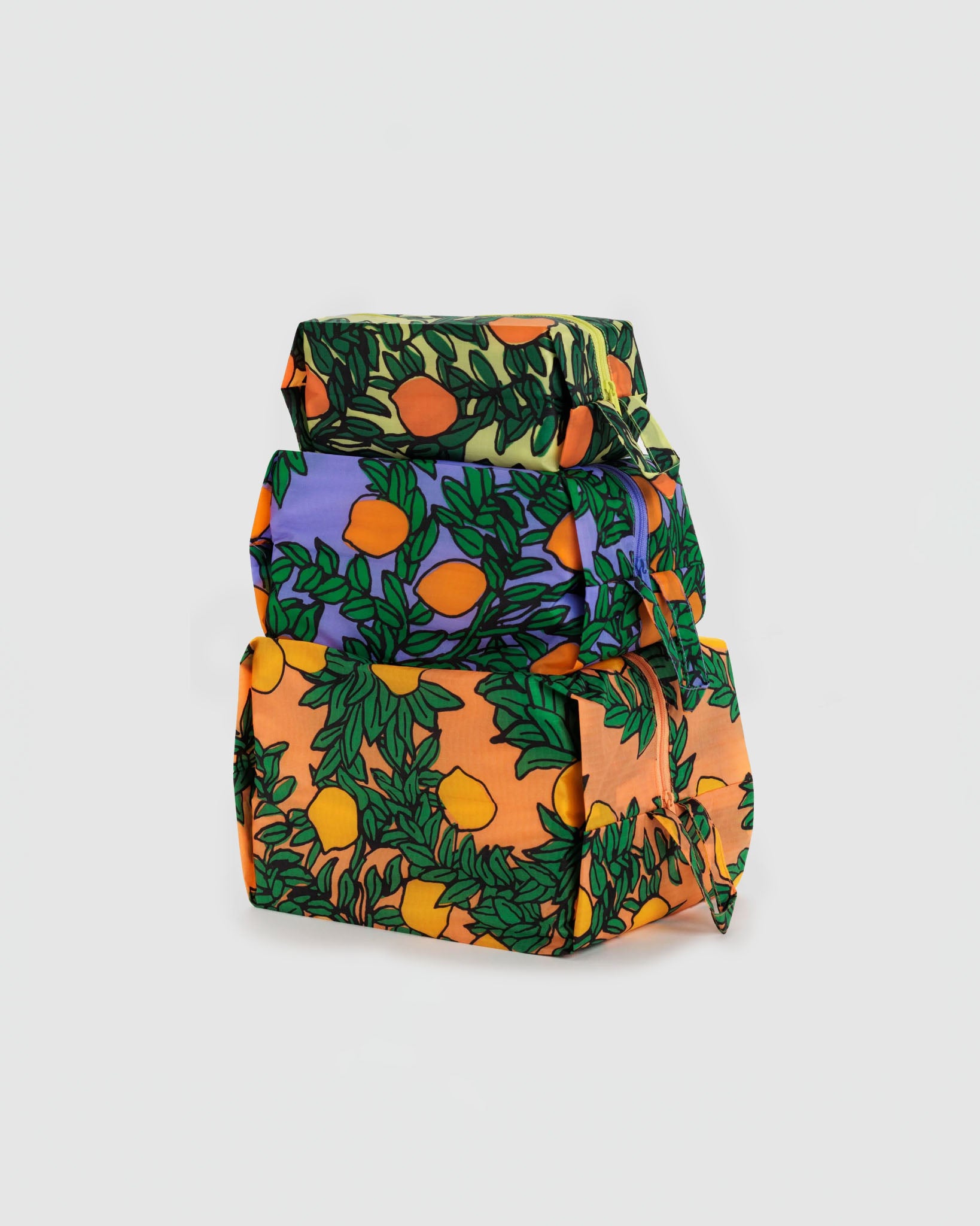 Baggu 3D Zip Set in Orange Trees