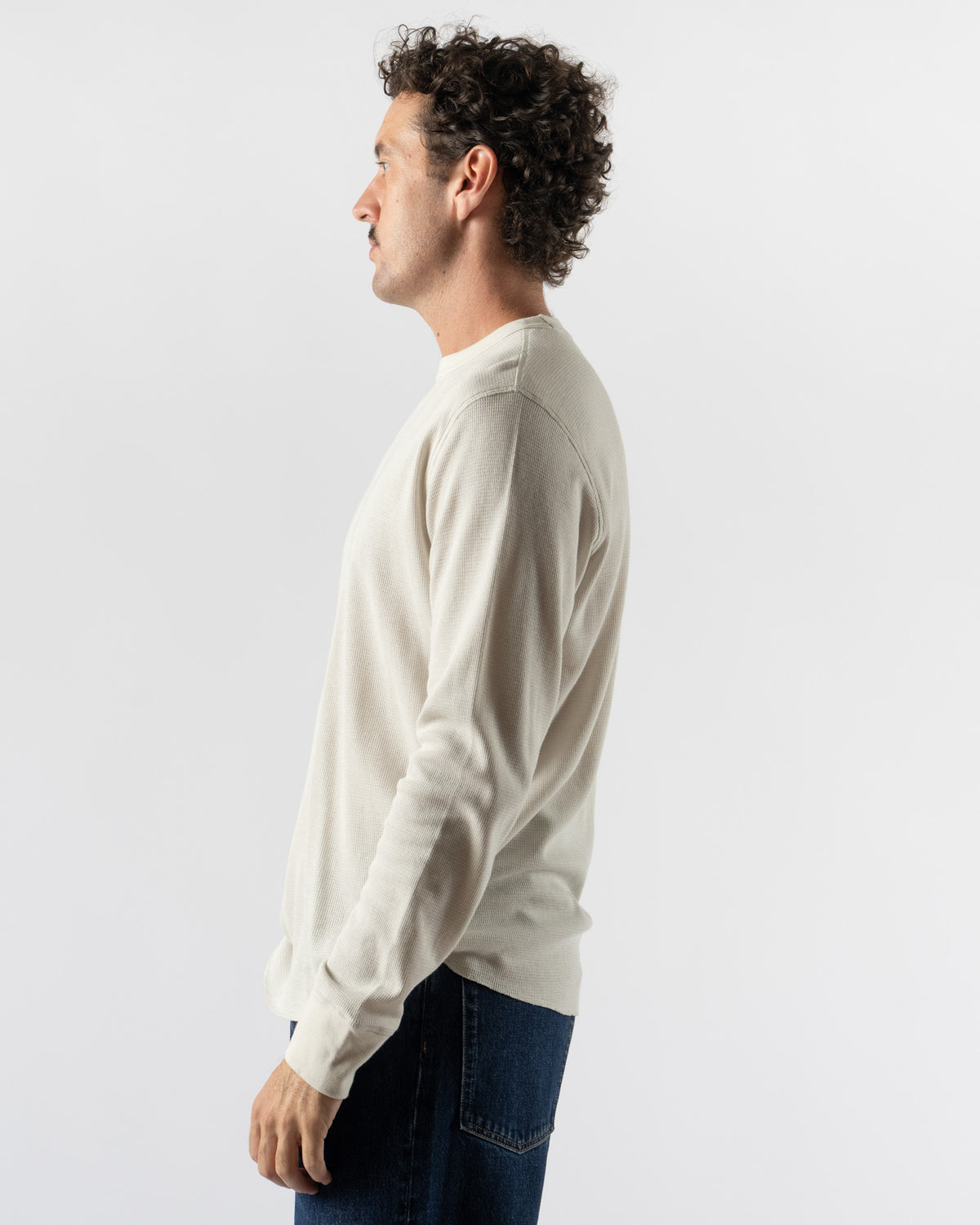 Sunflower Wool Waffle Tee LS in 019 Kit White
