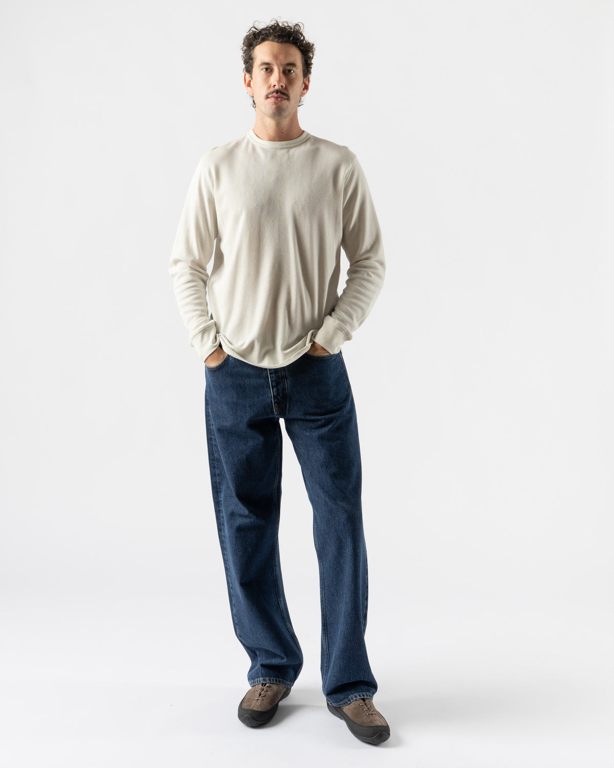 Sunflower Wool Waffle Tee LS in 019 Kit White