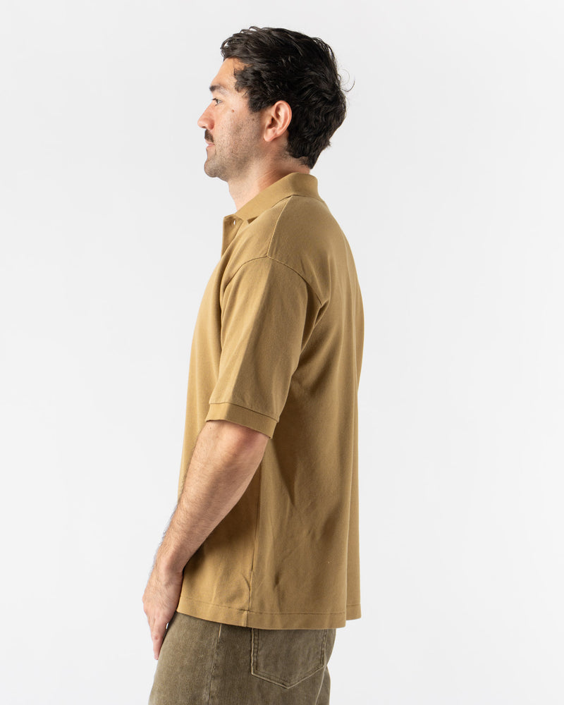 Auralee Pima Cotton Heavy Pique Polo in Khaki Beige