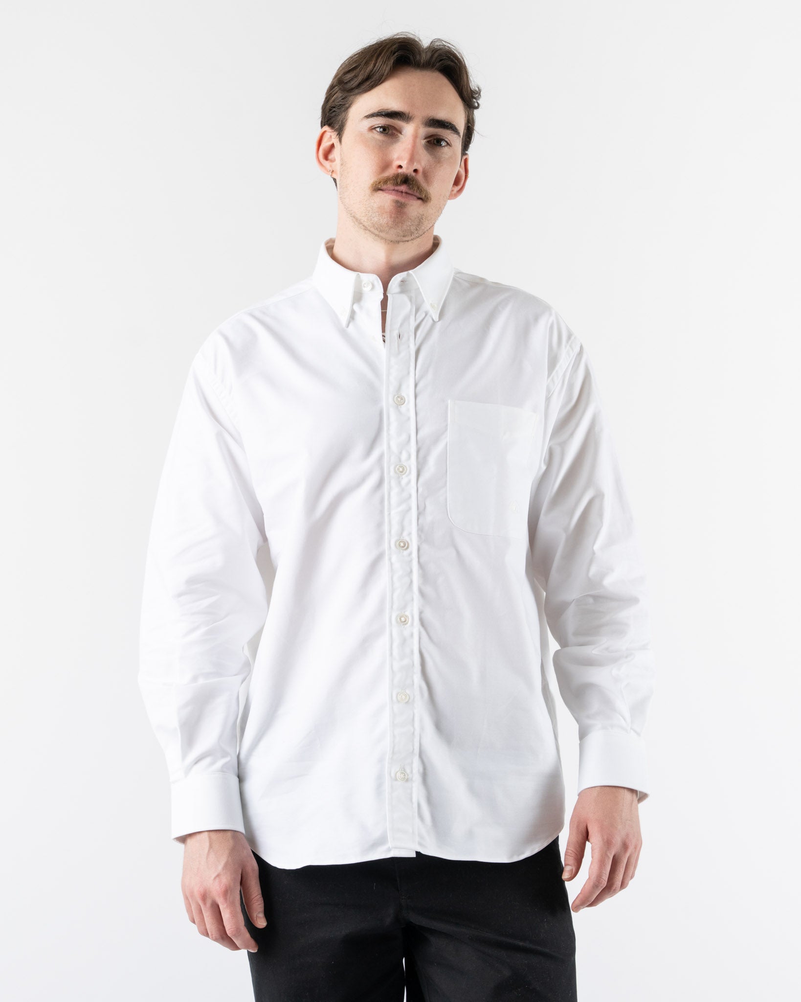 Aaron Levine Logo Oxford Shirt in White