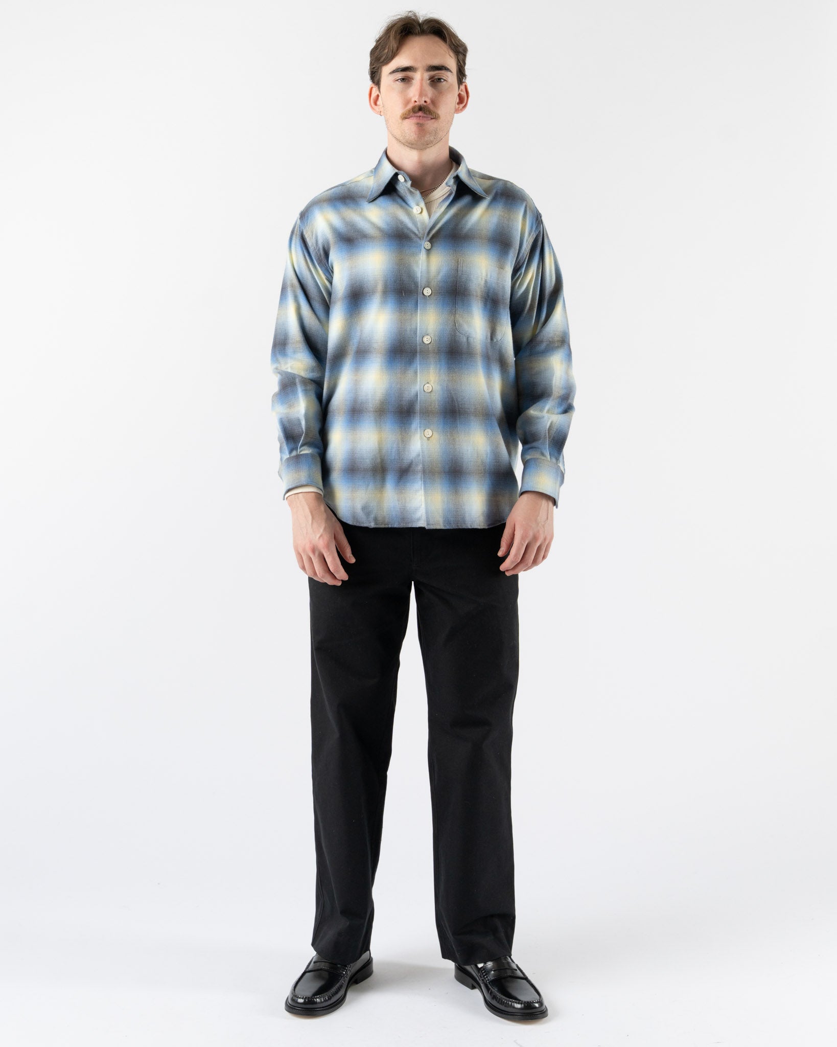 Aaron Levine Shadow Flannel in Sapphire