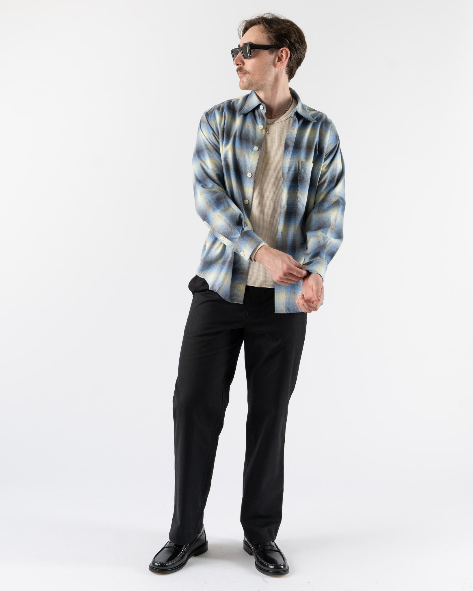 Aaron Levine Shadow Flannel in Sapphire