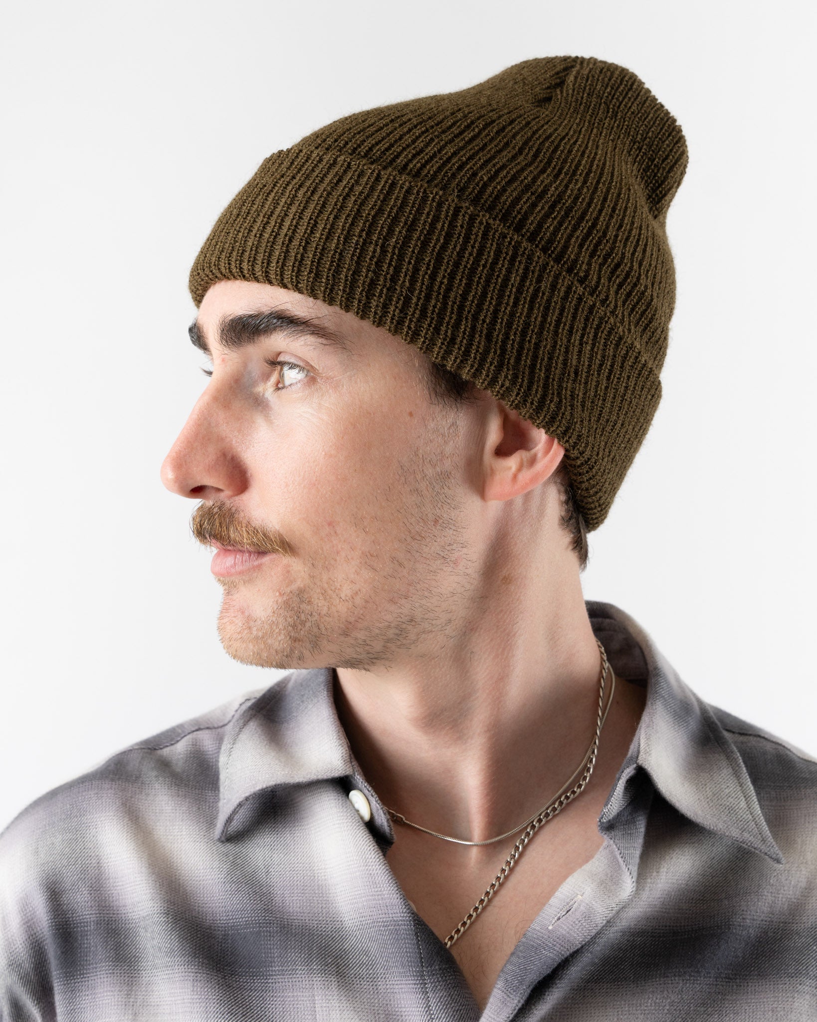 Aaron Levine Knit Beanie in Olive