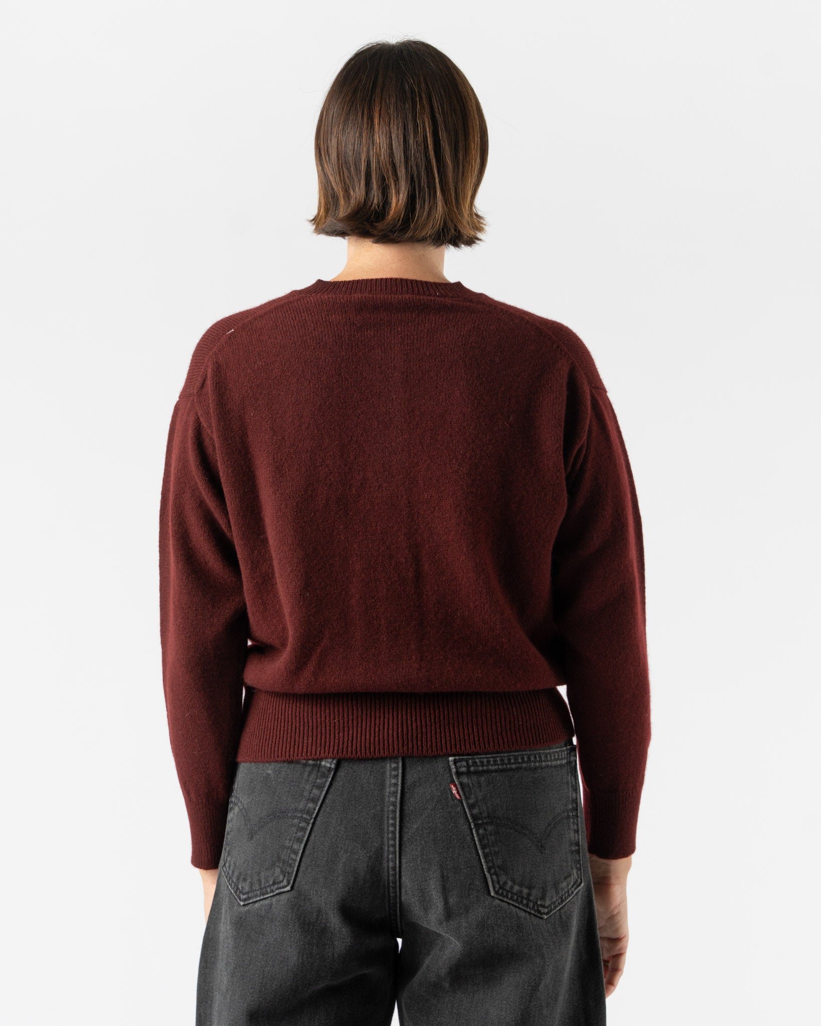 &Daughter Ada Crewneck Cardigan in Burgundy