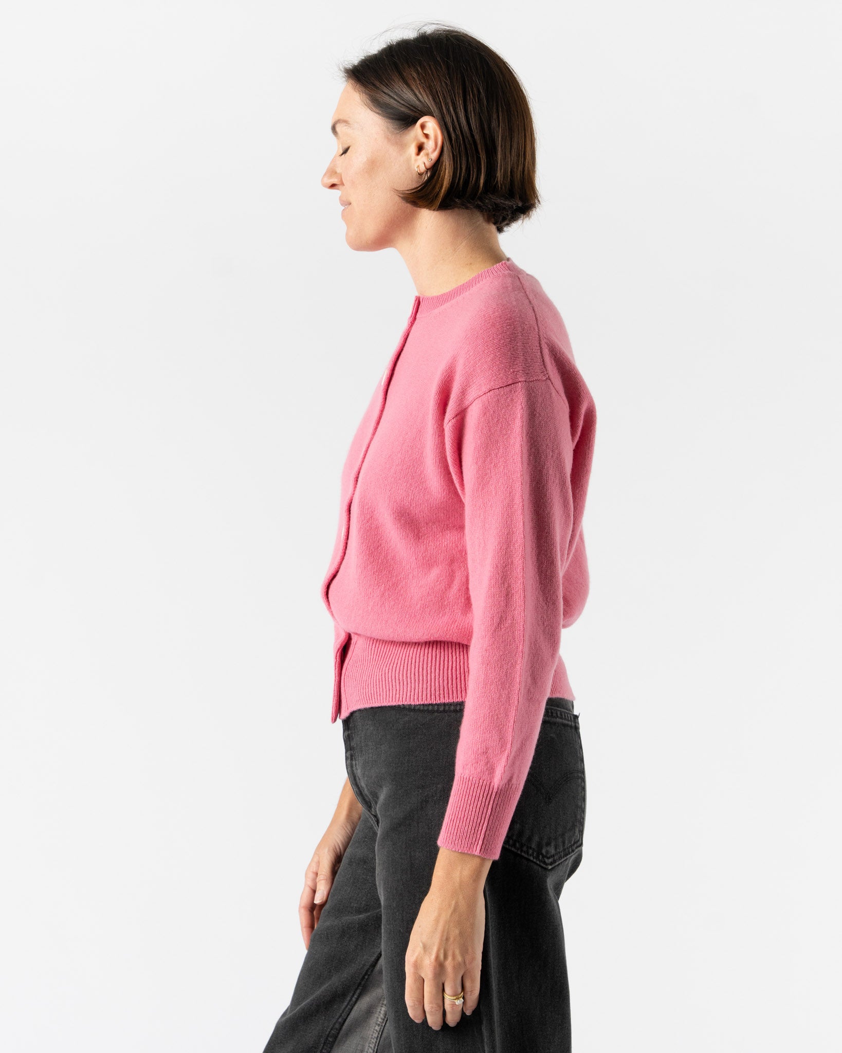 &Daughter Ada Crewneck Cardigan in Pink