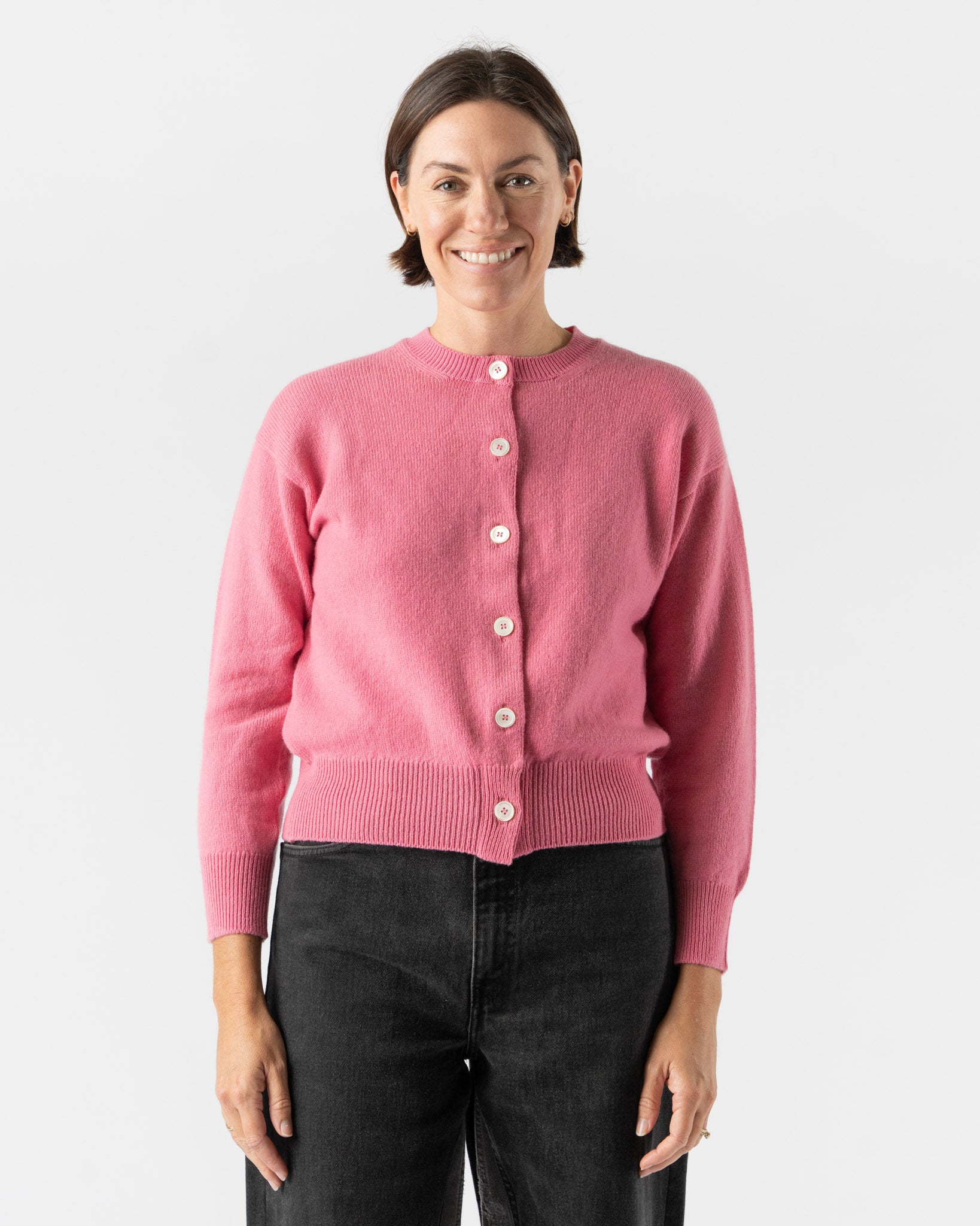 &Daughter Ada Crewneck Cardigan in Pink