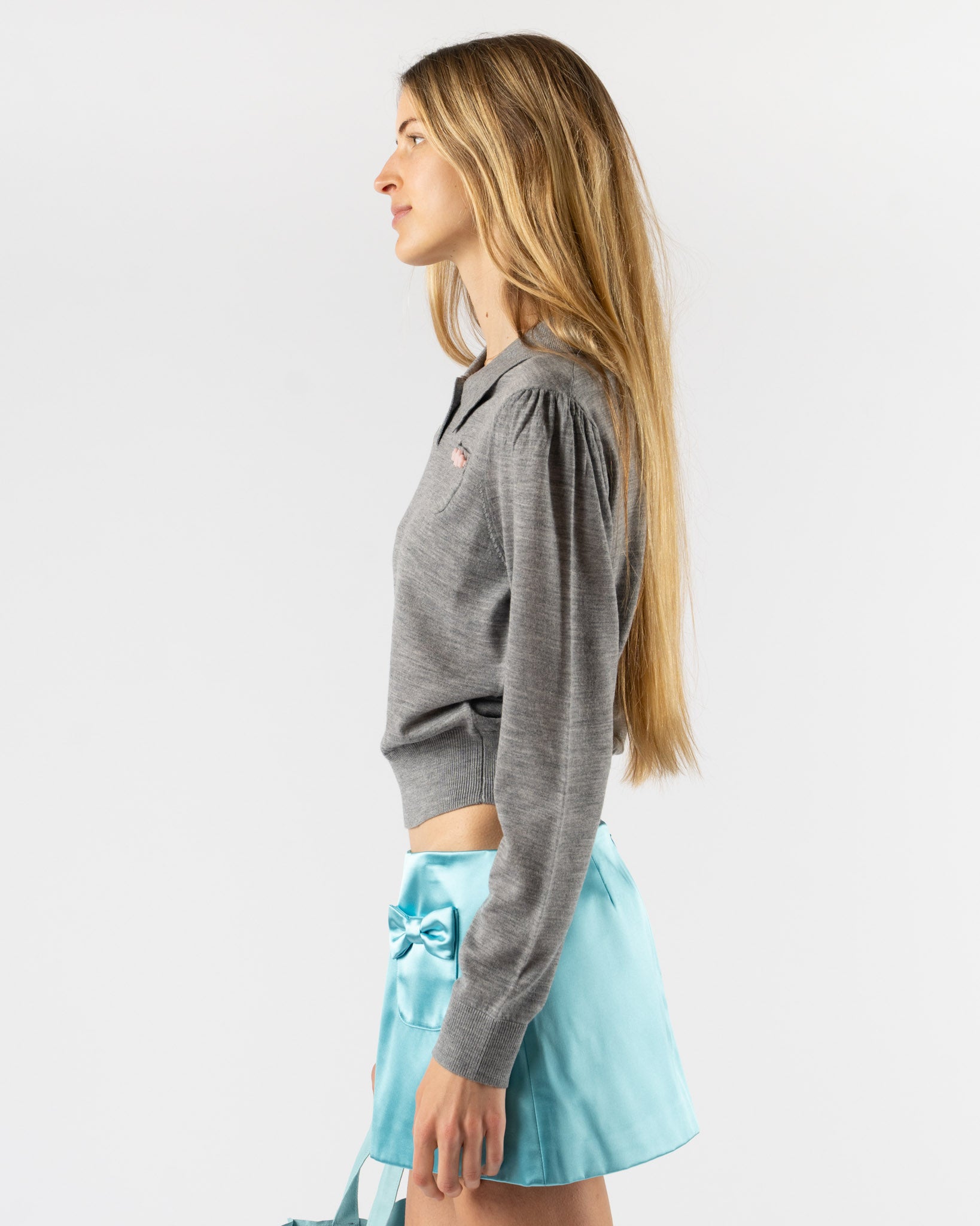 Sandy Liang Akira Sweater in Heather Grey