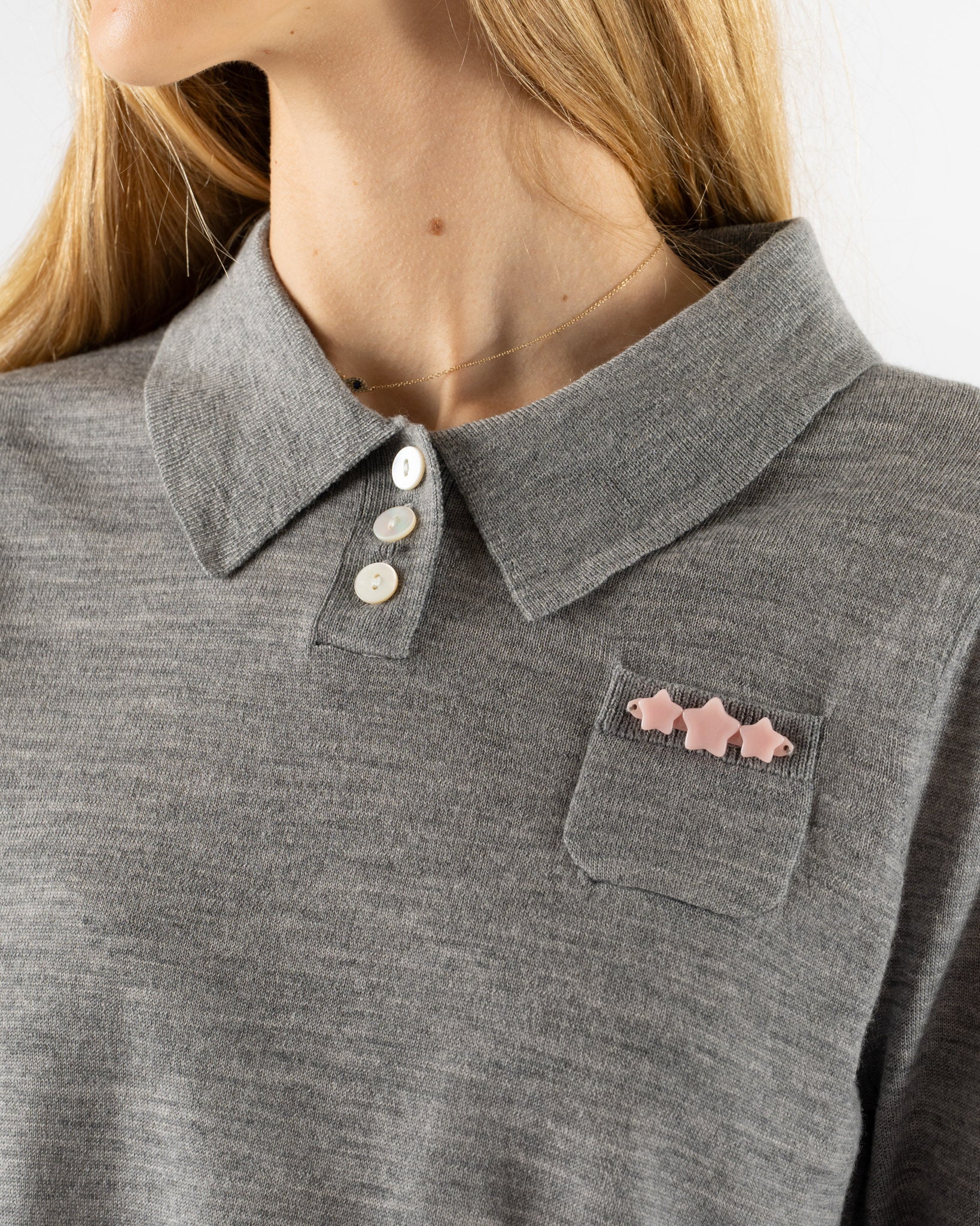 Sandy Liang Akira Sweater in Heather Grey