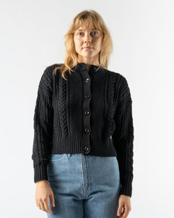 Alex Mill Cable Knit Nico Chunky Cardigan in Black