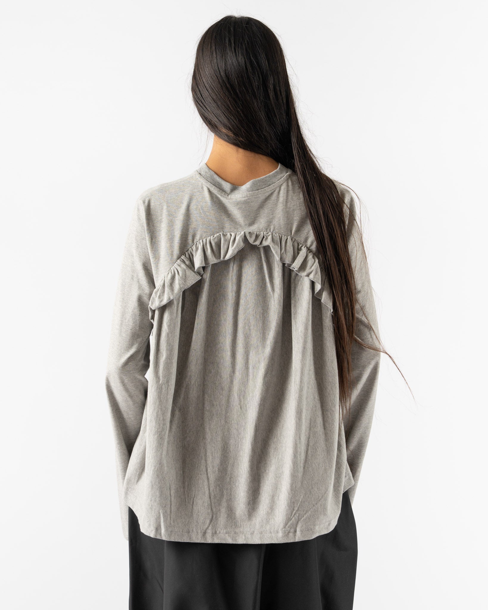 Cecilie Bahnsen Alva T-Shirt in Grey Melange Jersey Curated at
