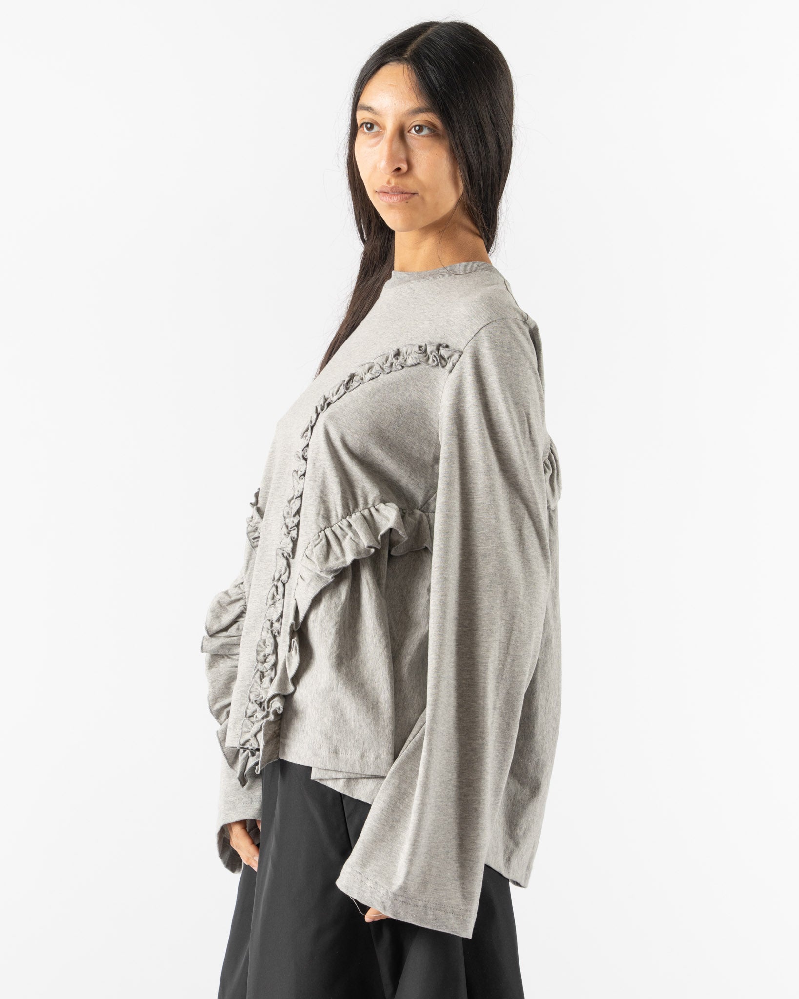 Cecilie Bahnsen Alva T-Shirt in Grey Melange Jersey