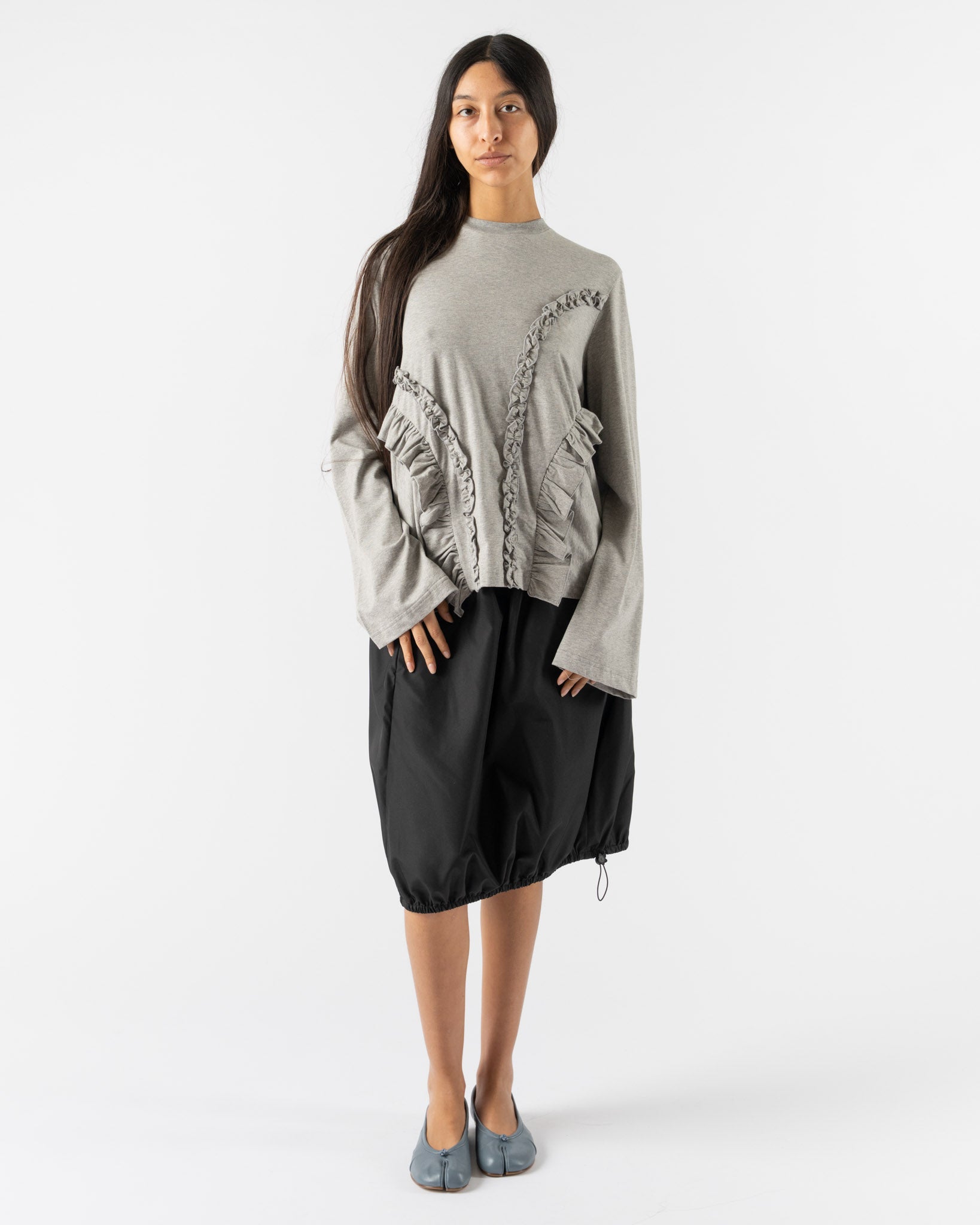 Cecilie Bahnsen Alva T-Shirt in Grey Melange Jersey
