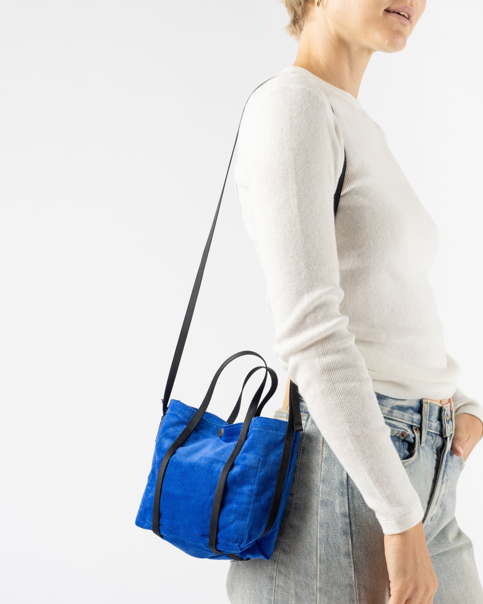 Amiacalva Corduroy 2 way Shoulder Portable Bag in Blue