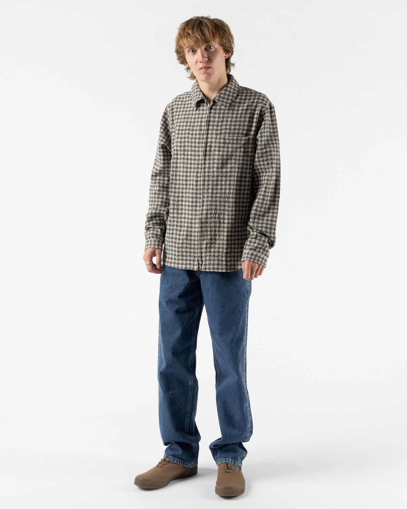 Another Aspect Another Overshirt 1.0 in Blue/Ecru Check