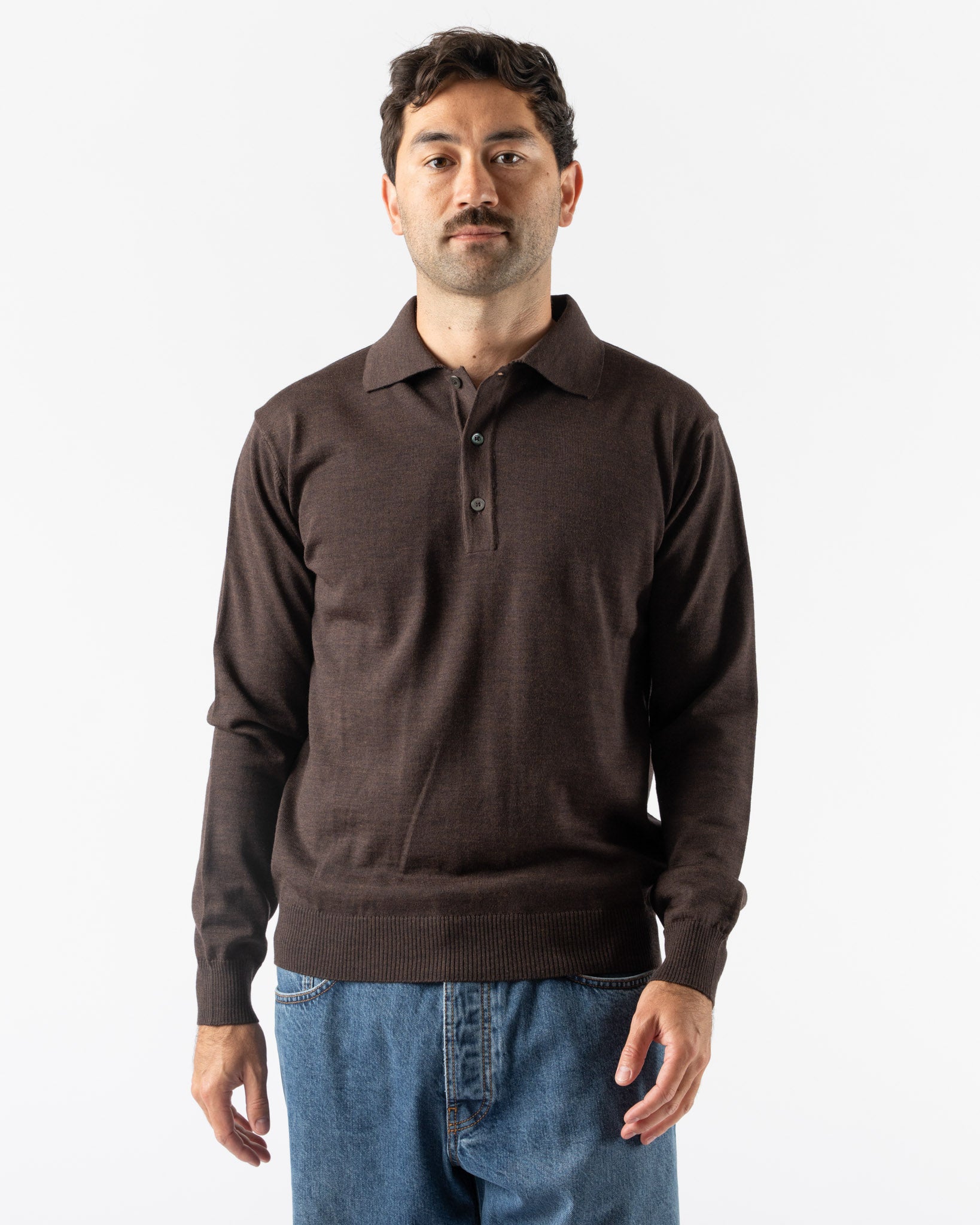 Another Aspect Another Polo Shirt 2.0 in Brown Melange