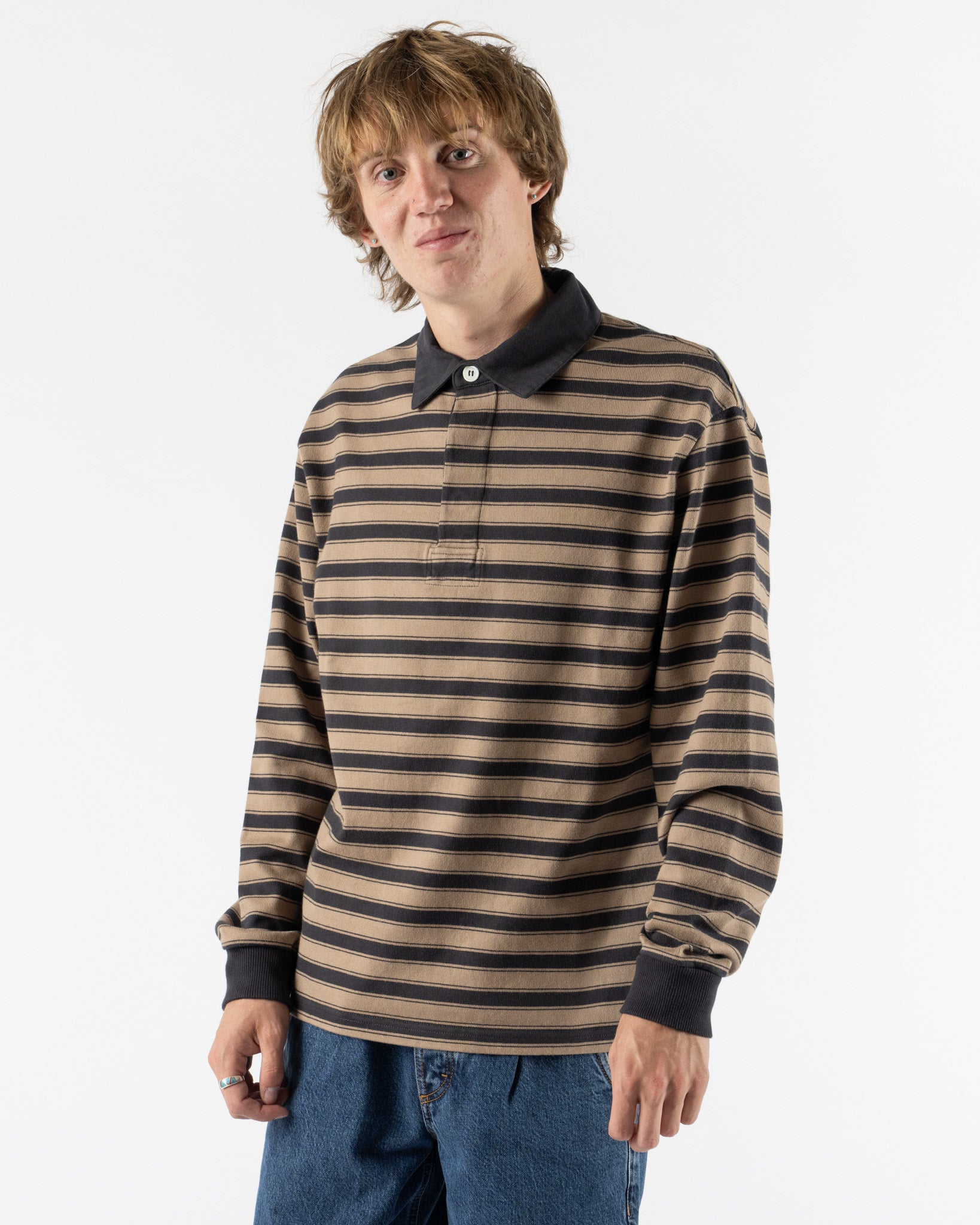 Another Aspect Another Rugby Polo in Grey/Brown