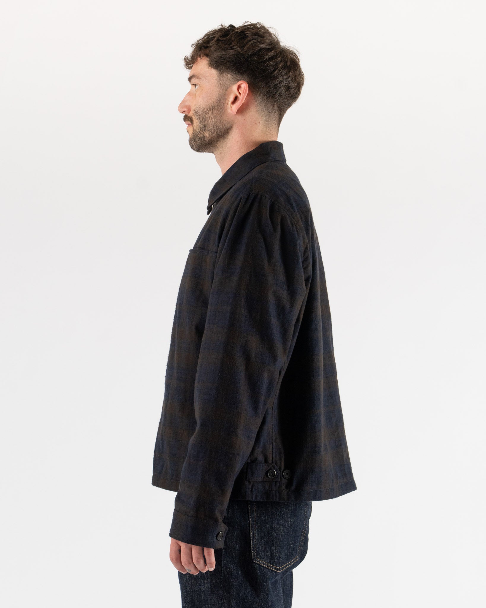 Another Aspect Another Overshirt 3.0 in Navy/Brown Check