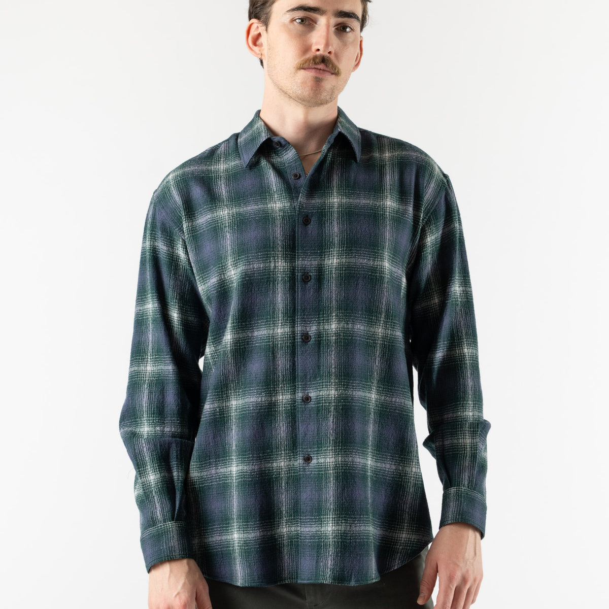 Auralee-Airy-Wool-Check-Shirt- 