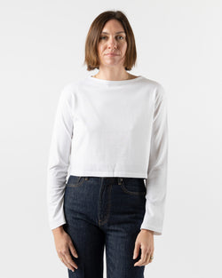 Auralee Pima Cotton Jersey Boat Neck Pullover in White