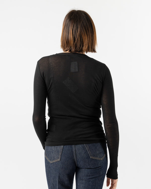 Auralee Super High Gauge Sheer Rib LS Tee in Black