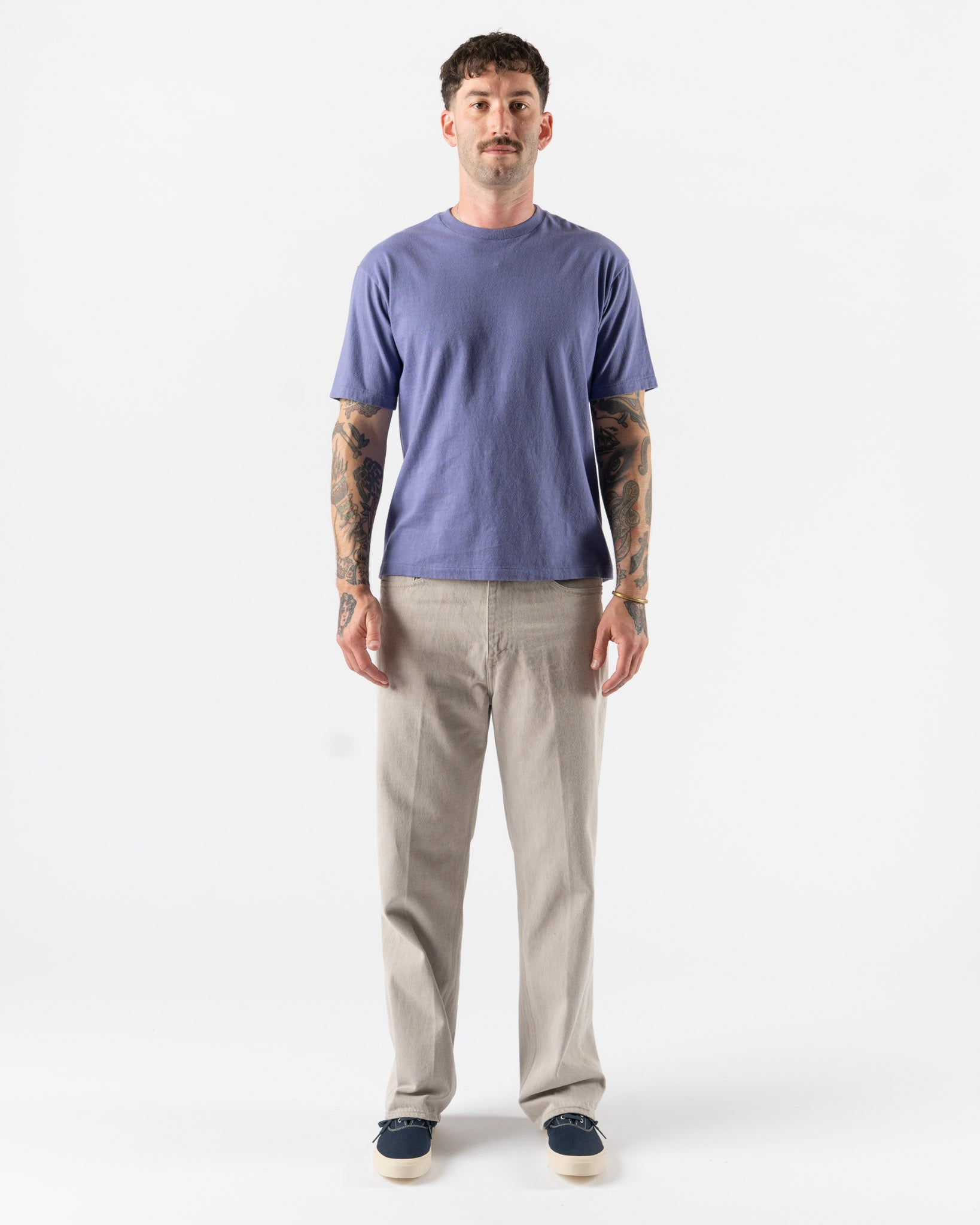Auralee Brushed Organic Cotton Jersey Tee in Light Purple